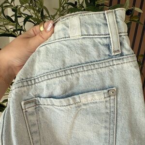 7 For All Mankind Light Wash Denim Mini Skirt